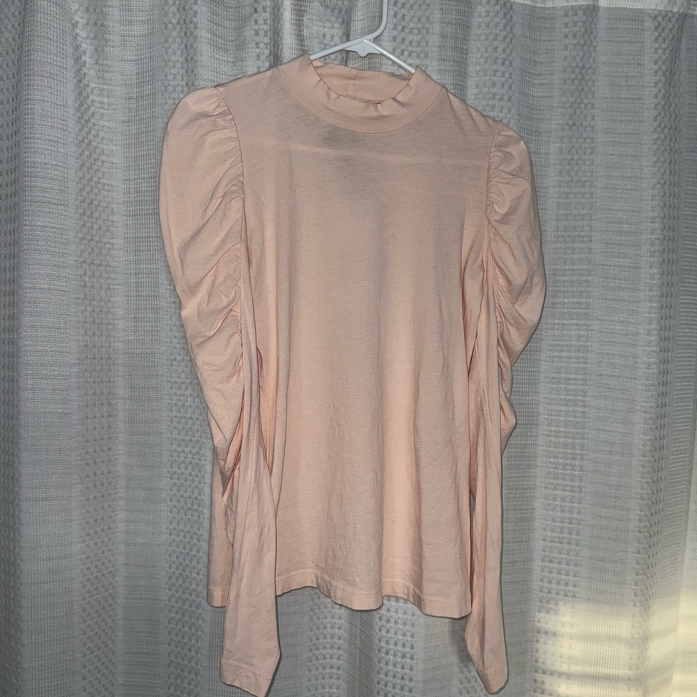 Bobi Pink Ruched Sleeve Top